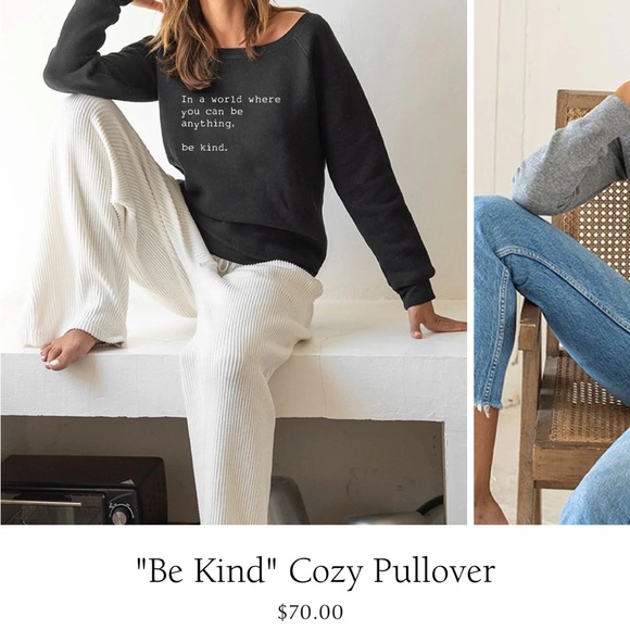 Om & Ah London “Be Kind” Cozy Pullover Black New Womens Size XXL - Picture 6 of 6